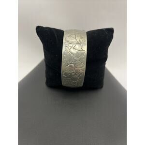 Kirk Stieff Pewter Cuff Bracelet Poppy Flower of the Month September Vintage 80s